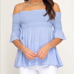 Off Shoulder Smocked Top